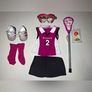 American Girl Pink and White Lacrosse Set